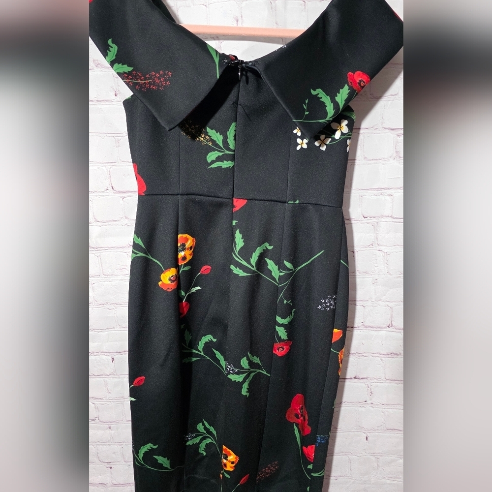 Calvin Klein Off Shoulder Floral Midi Dress Sz 6 - Picture 5 of 5
